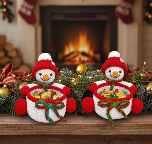 Crochet Snowman Basket Pattern PDF | Christmas Amigurumi Decor