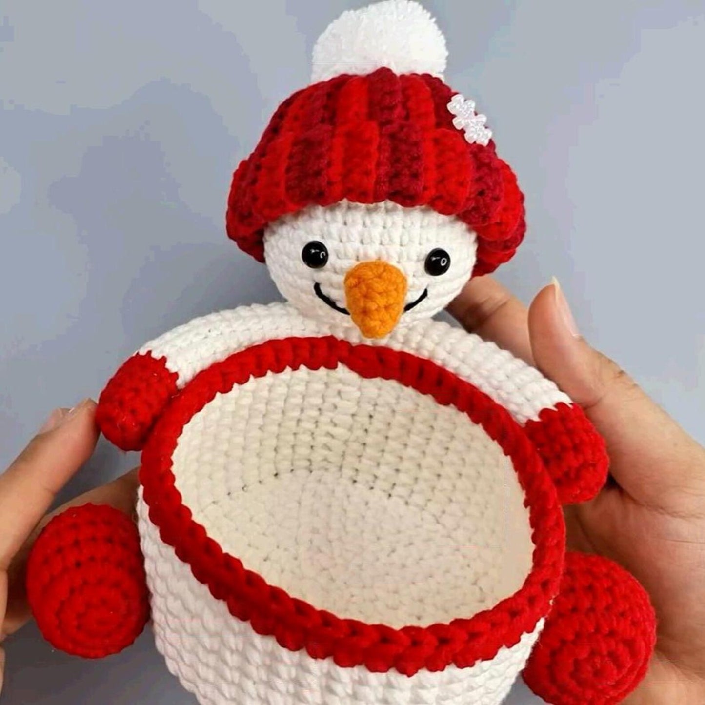 Crochet Snowman Basket Pattern PDF | Christmas Amigurumi Decor