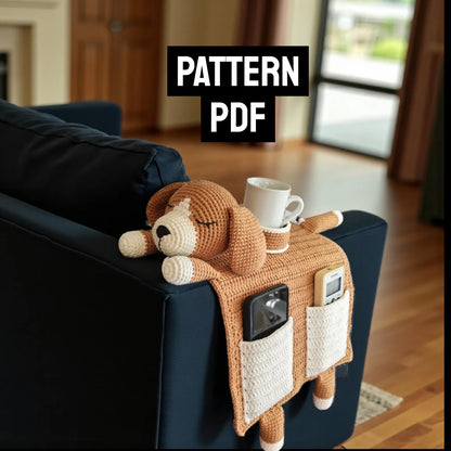 🐶 Sleeping Dog Sofa Buddy — Crochet Armrest Organizer Pattern PDF