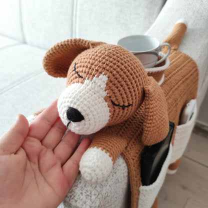 🐶 Sleeping Dog Sofa Buddy — Crochet Armrest Organizer Pattern PDF
